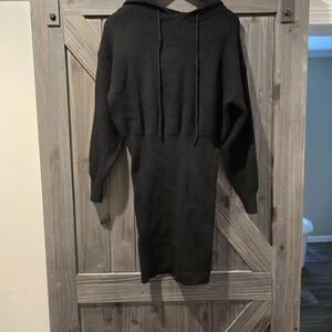 Black Hooded Knit Dress